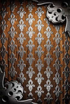 metal on wood background