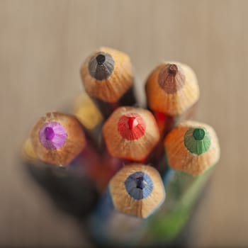 A little bunch of pencils seen from above