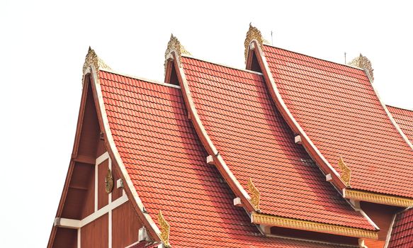 Thai art on roof Church at Thai temple.