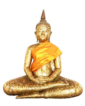 Buddha statue covered in gold leaf isolate