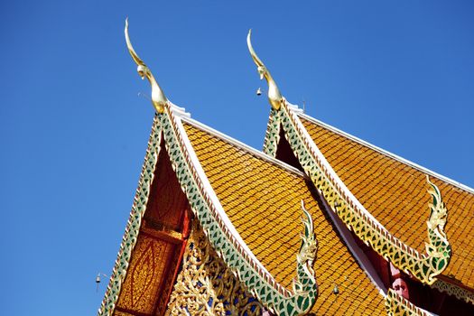 Details of a Thai temple roof  in Doi Suthep in Chiang Mai