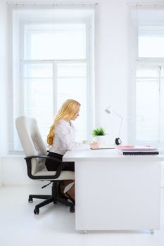 portrait of office girl working at desk