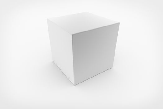 White cube on gray background. 3D render 