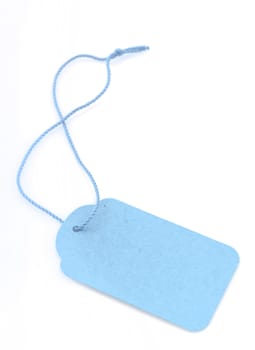 Blank blue tag tied to write own message