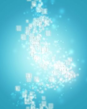 Small clear square icons on ice blue background