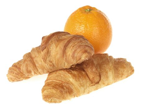 Croissants Isolated White Background with an Orange