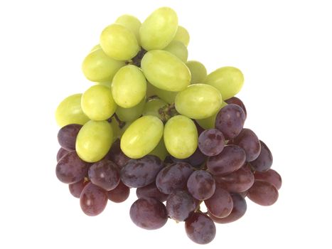 Bunch of Green and Red Grapes Isolated White Background