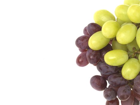 Bunch of Green and Red Grapes Isolated White Background