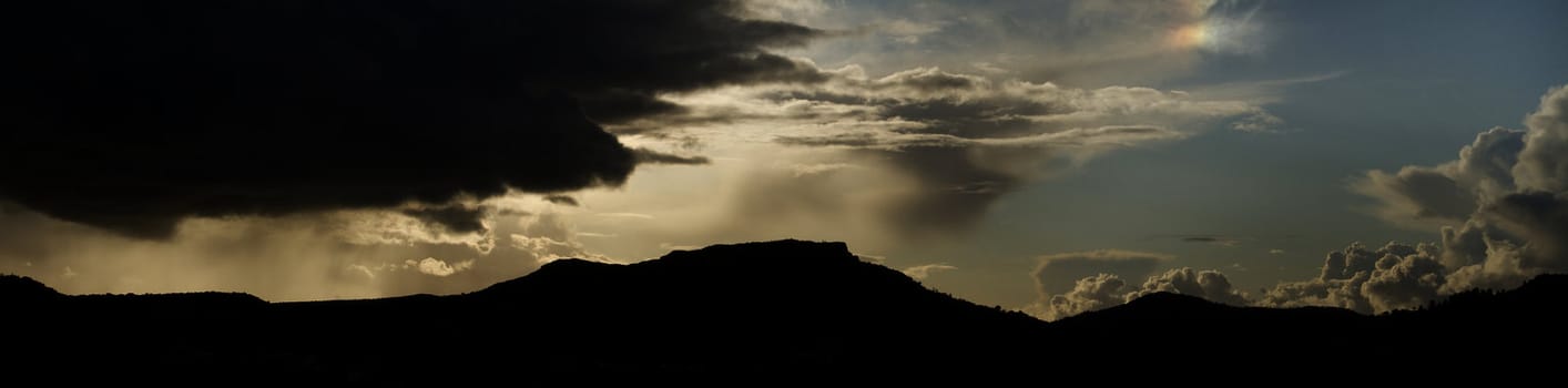 View of the silhouette of Rocha da Pena plateau located in Salir, Portugal.