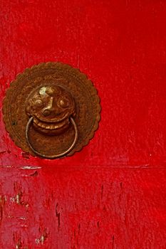 Old door chinese antique with lion head