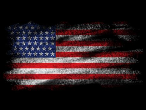 Fade American Flag on Black Blackground