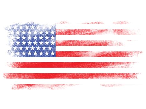 Fade American Flag on White Blackground