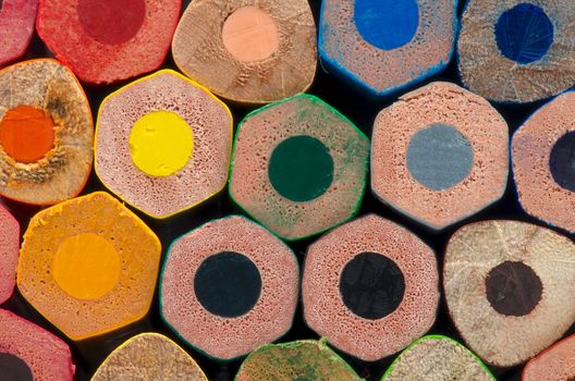 Background of Rainbow Colored Pencils closeup