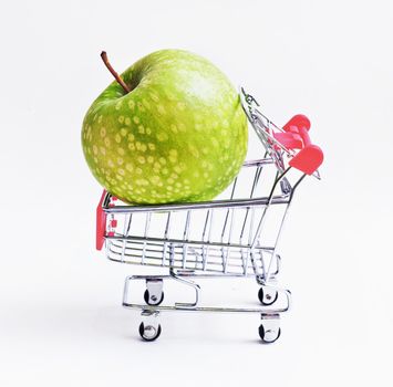 the Shopping cart with big apple