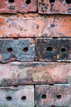 Old red brick wall as background