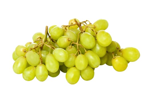 Bunch of fresh green grapes isolated against white