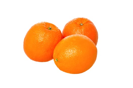 Mandarin oranges over white background