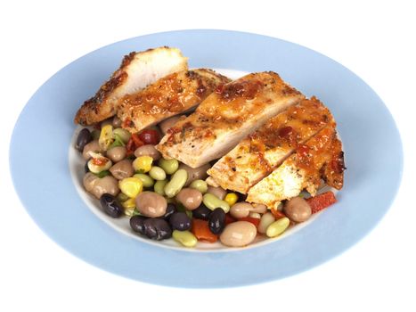 Chilli Chicken with Three Bean Salad