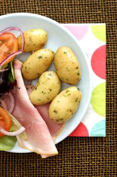 Ham Salad with New Boiled Potatoes