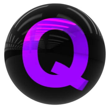 3d black ball with the letter Q isolated on white with clipping path
