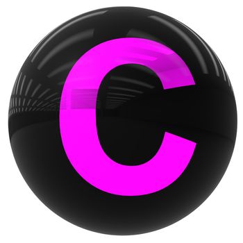 3d black ball with the letter C isolated on white with clipping path