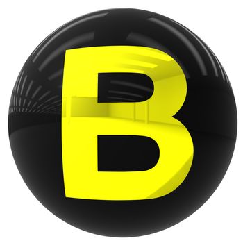 3d black ball with the letter B isolated on white with clipping path