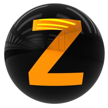 3d black ball with the letter Z isolated on white with clipping path
