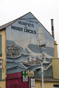 painted mural on the side of Moby dick's pub in Youghal county Cork Ireland