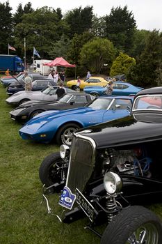 crowds of people at a vintage car rally in Youghal county Cork Ireland