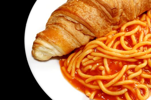 Croissant with Tinned Spaghetti