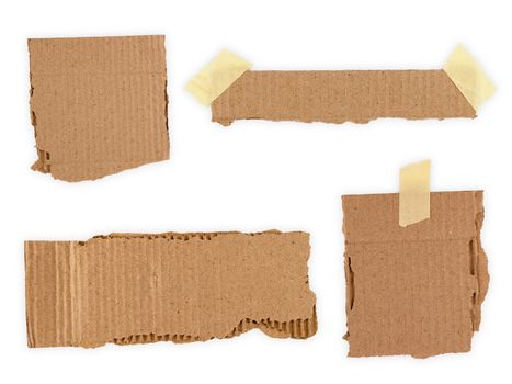 Collection of a cardboard pieces isolated on white background