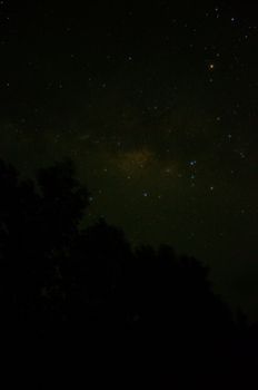 Milky way with star in the sky at Payam Island, Ranong, Thailand