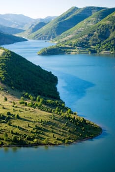 high view of Kardjali lake, Bulgaria in summer