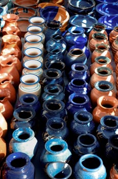 Traditional Greek ceramic ware.Pottery market. Crete, Greece.