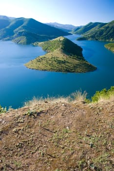 high view of Kardjali lake, Bulgaria in summer