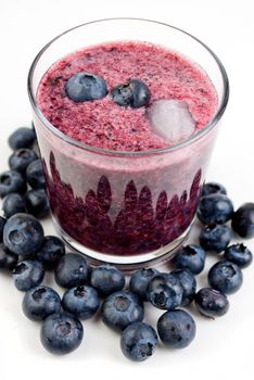 healthy blueberry smoothie isolated on white background