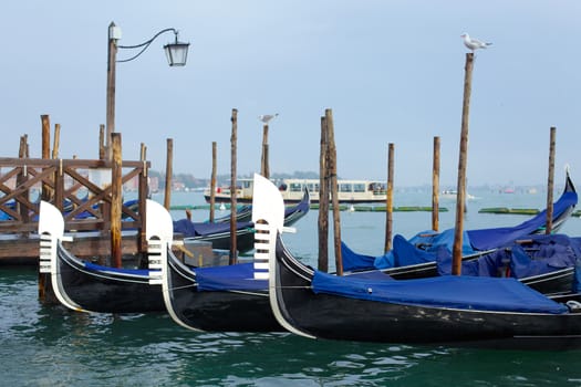 Gondolas on Grand Canal in Venice. Italy