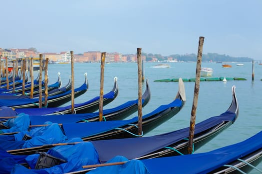 Gondolas on Grand Canal in Venice. Italy