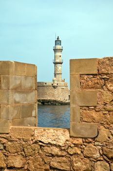 Lighthouse in Chania, Crete (Greece) .