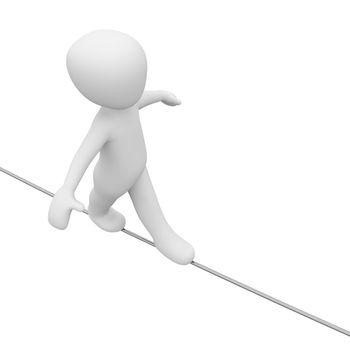 A 3D man are  going on a long rope.