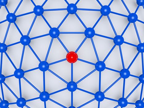 Network concept with red ball at the center