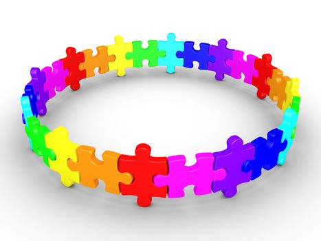 3d puzzle pieces are connected and form a circle