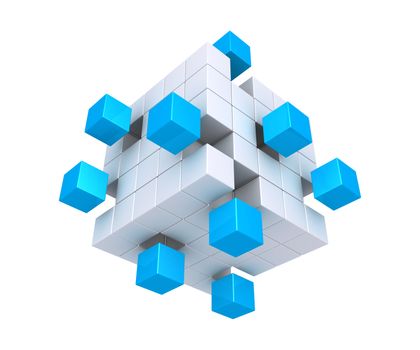 3d cubes are detached from square object made of cubes