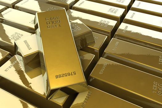 Pile of shiny gold bars