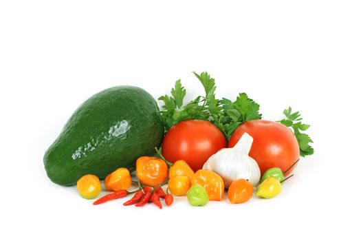 Colorful fresh vegetables on a white background