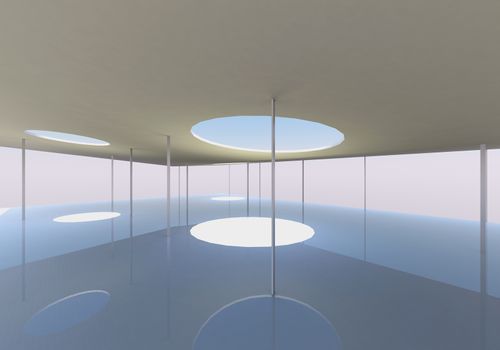 Abstract skylight and columns of Conceptual architecture