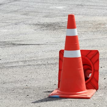 Traffic cone on the road