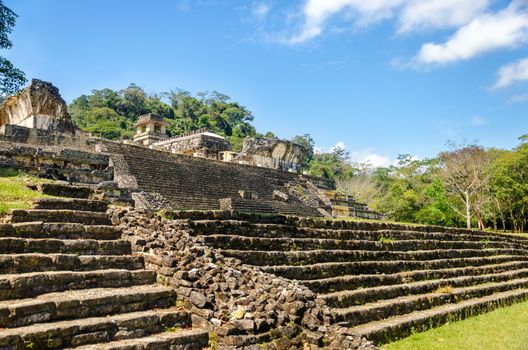 Steps leading up to the palace of the ancient Mayan city of Palenque