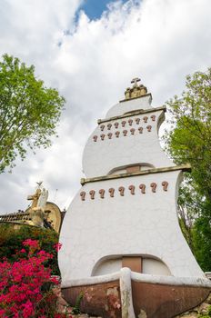 Statue of a sailboat near Basilica of Guadalupe in Mexico City