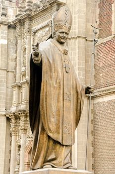 Statue of Pope John Paul II in Mexico City near the Basilica of Our Lady of Guadalupe